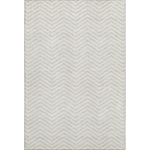 HomeRoots 8' X 10' Ivory Beige Chevron Area Rug - Washable, UV Protected, Ideal for High-Traffic Family Spaces 674255