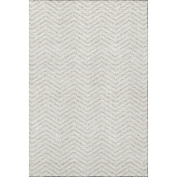 HomeRoots 8' X 10' Ivory Beige Chevron Area Rug - Washable, UV Protected, Ideal for High-Traffic Family Spaces 674255
