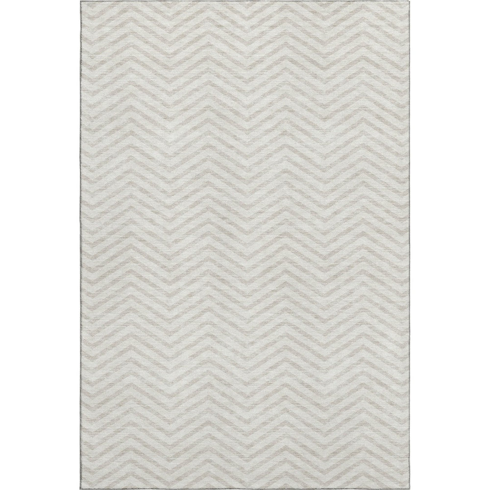 HomeRoots 9' X 12' Ivory and Beige Chevron Area Rug - Washable, UV-Protected, Stylish and Durable for Busy Homes 674256