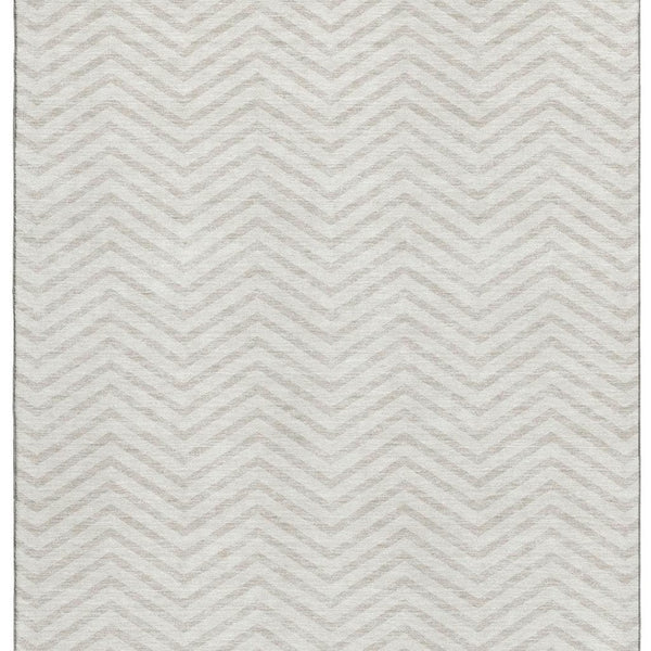 HomeRoots 9' X 12' Ivory and Beige Chevron Area Rug - Washable, UV-Protected, Stylish and Durable for Busy Homes 674256