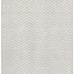 HomeRoots 10' X 14' Ivory And Beige Chevron Area Rug - Modern, Washable, UV-Protected, Perfect for Family Spaces! 674257
