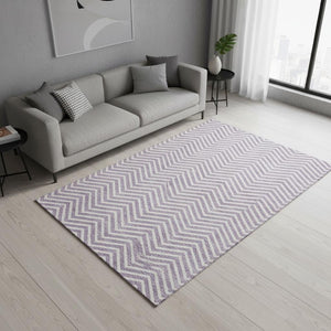 HomeRoots 5' X 8' Chevron Area Rug in Lilac & Ivory - Durable, Stain-Resistant, UV-Protected for Stylish Spaces 674259
