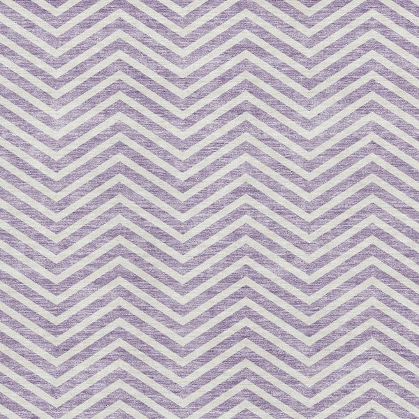 HomeRoots 5' X 8' Chevron Area Rug in Lilac & Ivory - Durable, Stain-Resistant, UV-Protected for Stylish Spaces 674259
