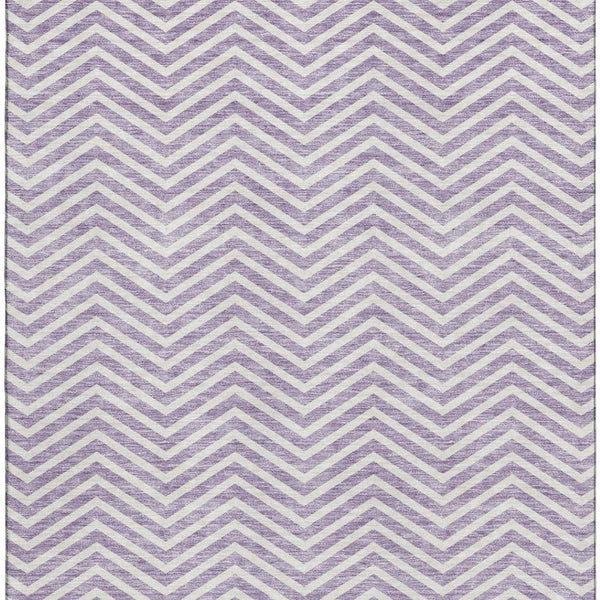 HomeRoots 5' X 8' Chevron Area Rug in Lilac & Ivory - Durable, Stain-Resistant, UV-Protected for Stylish Spaces 674259