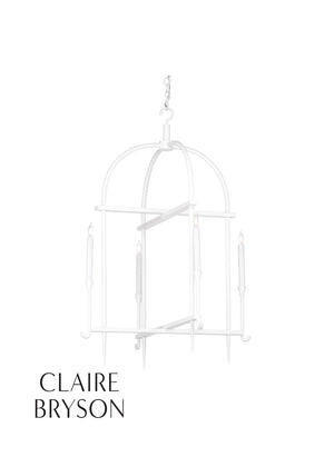 Wildwood Diego Plaster Lantern In White — Transitional Open-Frame Chandelier With 4 Candles, Elegant Entryway Light 67426