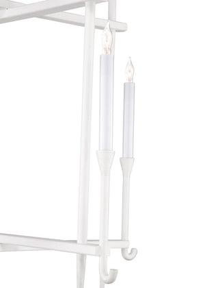 Wildwood Diego Plaster Lantern In White — Transitional Open-Frame Chandelier With 4 Candles, Elegant Entryway Light 67426