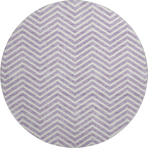 HomeRoots 8' Lilac Chevron Round Rug – Washable, UV Protected, Durable Design for Family & Play Spaces 674260