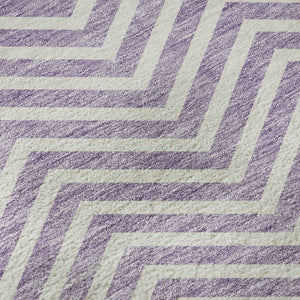 HomeRoots 8' Lilac Chevron Round Rug – Washable, UV Protected, Durable Design for Family & Play Spaces 674260