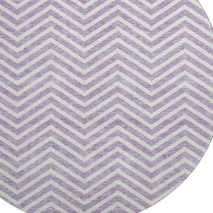 HomeRoots 8' Lilac Chevron Round Rug – Washable, UV Protected, Durable Design for Family & Play Spaces 674260