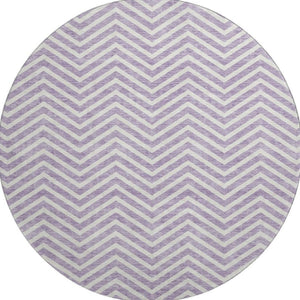 HomeRoots 8' Lilac Chevron Round Rug – Washable, UV Protected, Durable Design for Family & Play Spaces 674260