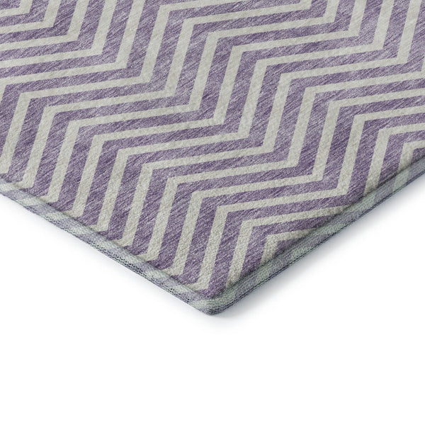 HomeRoots 8' X 10' Lilac & Ivory Chevron Area Rug - Washable, UV Protected, Stylish & Durable for Every Home 674261