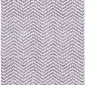 HomeRoots 8' X 10' Lilac & Ivory Chevron Area Rug - Washable, UV Protected, Stylish & Durable for Every Home 674261