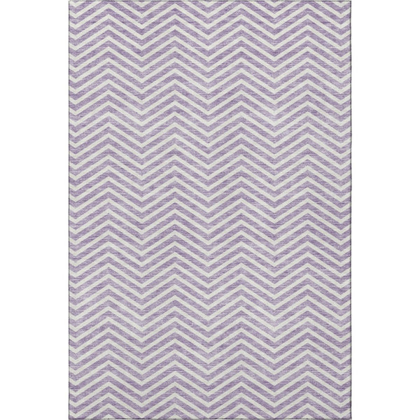 HomeRoots 8' X 10' Lilac & Ivory Chevron Area Rug - Washable, UV Protected, Stylish & Durable for Every Home 674261