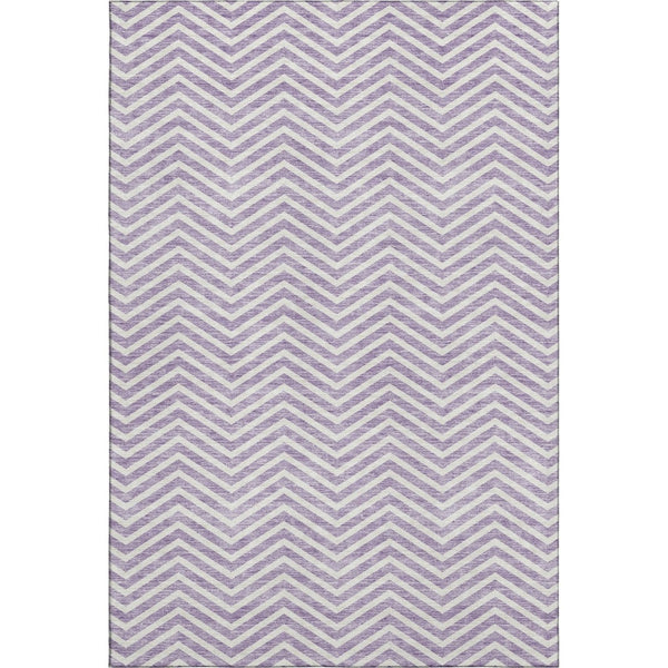 HomeRoots 9' X 12' Lilac Chevron Area Rug - Washable, UV Protected, Durable Design for Modern Living Spaces 674262