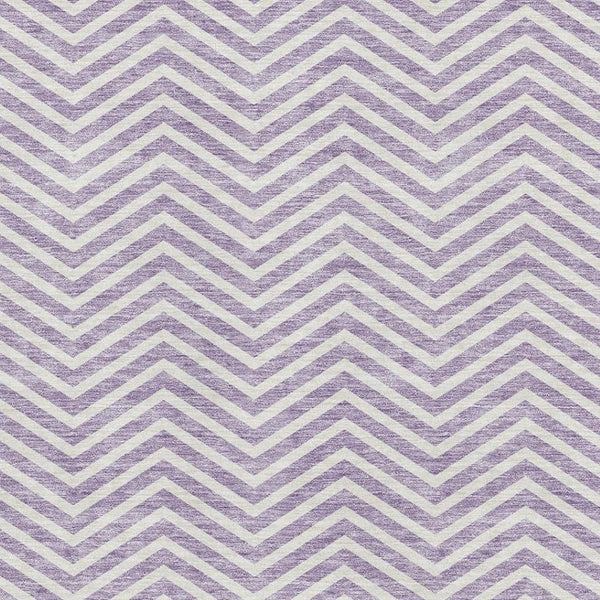 HomeRoots 9' X 12' Lilac Chevron Area Rug - Washable, UV Protected, Durable Design for Modern Living Spaces 674262