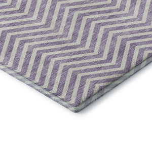 HomeRoots 10' X 14' Lilac & Ivory Chevron Washable Area Rug – Durable, Stain-Resistant, UV Protected Design! 674263