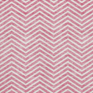 HomeRoots 5' X 8' Stylish Pink and Ivory Chevron Washable Area Rug with UV Protection for Everyday Durability 674265