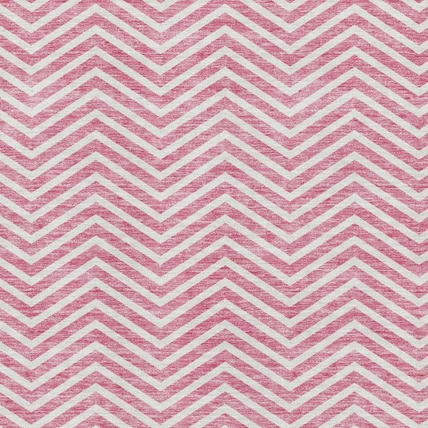 HomeRoots 8' X 10' Pink & Ivory Chevron Washable Area Rug - UV Protection, Stain Resistant for Family Homes 674267
