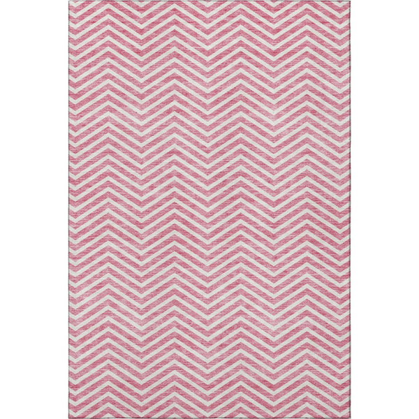 HomeRoots 9' X 12' Pink Chevron Area Rug - Washable, UV Protected, Durable & Stylish for Modern Homes 674268