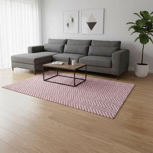 HomeRoots 10' Pink and Ivory Chevron Area Rug - Washable, UV Protected, Stain Resistant for Busy Homes 674269