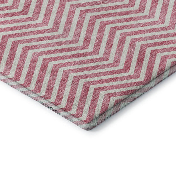 HomeRoots 10' Pink and Ivory Chevron Area Rug - Washable, UV Protected, Stain Resistant for Busy Homes 674269
