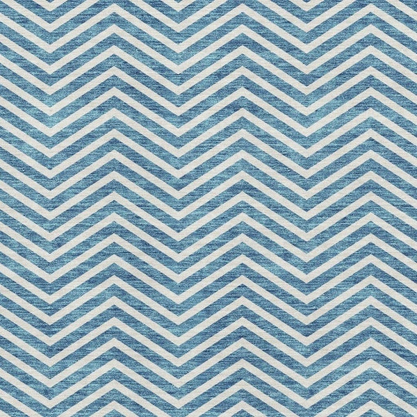 HomeRoots 5' X 8' Teal Chevron Area Rug - Washable, UV Protected, Durable Design for High-Traffic Family Spaces 674271
