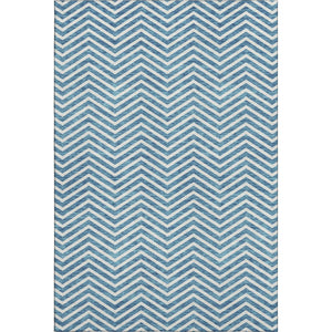 HomeRoots 8' X 10' Teal and Ivory Chevron Area Rug - Washable, UV Protected, Durable for Kids and Pets! 674273