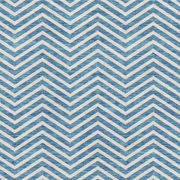 HomeRoots 8' X 10' Teal and Ivory Chevron Area Rug - Washable, UV Protected, Durable for Kids and Pets! 674273