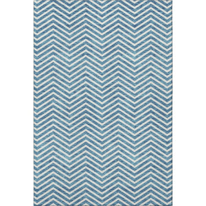 HomeRoots 9' X 12' Teal And Ivory Chevron Area Rug - Stylish, Washable, UV-Protected for High-Traffic Spaces 674274