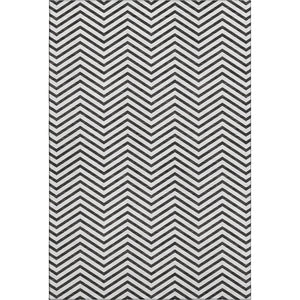 HomeRoots 8' X 10' Washable Black and White Chevron Area Rug - Durable, UV-Protected, Perfect for Any Space 674279