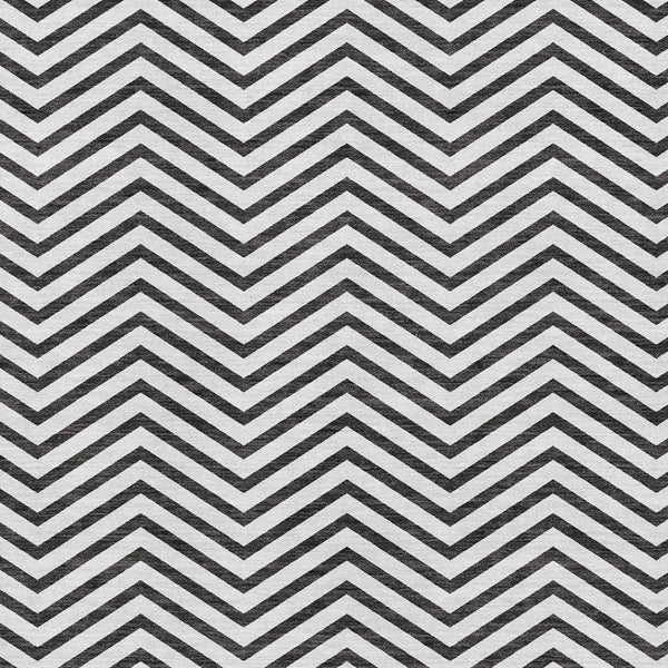 HomeRoots 8' X 10' Washable Black and White Chevron Area Rug - Durable, UV-Protected, Perfect for Any Space 674279