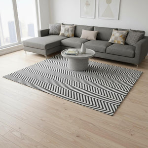 HomeRoots 9' X 12' Modern Chevron Area Rug - Washable, Stain-Resistant, UV Protected for Stylish Spaces 674280