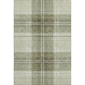 HomeRoots 5' X 8' Artichoke Green & Ivory Plaid Washable Area Rug - Durable, Stain-Resistant, UV-Protected Beauty 674283
