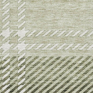 HomeRoots 5' X 8' Artichoke Green & Ivory Plaid Washable Area Rug - Durable, Stain-Resistant, UV-Protected Beauty 674283