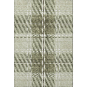 HomeRoots 5' X 8' Artichoke Green & Ivory Plaid Washable Area Rug - Durable, Stain-Resistant, UV-Protected Beauty 674283