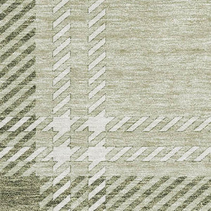 HomeRoots 8' X 10' Artichoke Green Plaid Area Rug - Washable, UV Protected, Stain Resistant for Family Spaces 674285