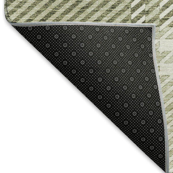 HomeRoots 9' X 12' Artichoke Green & Ivory Plaid Washable Area Rug – Durable, UV-Protected, Pet-Friendly Style! 674286
