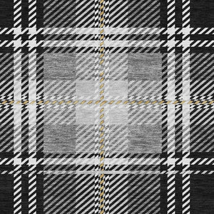 HomeRoots 5' X 8' Black Ivory Gold Plaid Area Rug - Stylish, Washable, Stain Resistant with UV Protection! 674289