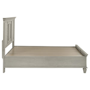 English Elm Capistrano Rustic Distressed White Queen Bed with 2 Drawers, High Louvered Headboard & Tapered Feet B062S00932