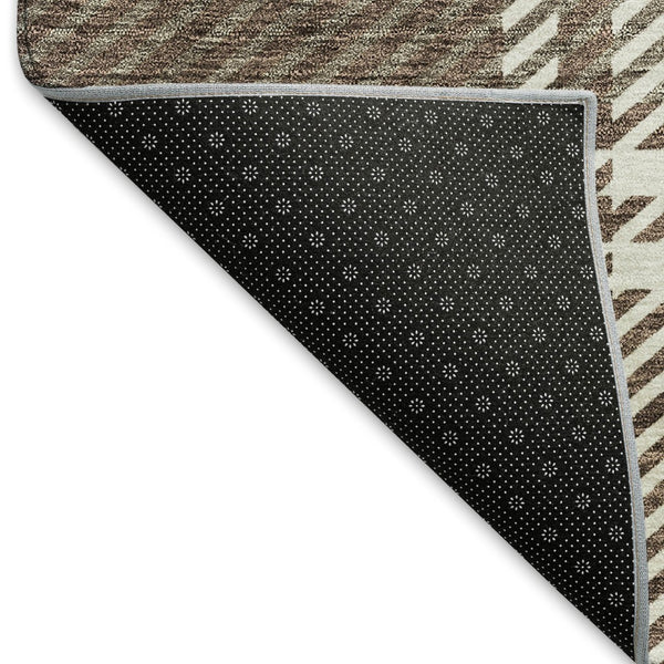 HomeRoots 10' Washable Brown Ivory Taupe Plaid Area Rug - UV Protected, Durable & Stain-Resistant for Homes 674299