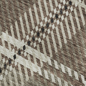 HomeRoots 10' Washable Brown Ivory Taupe Plaid Area Rug - UV Protected, Durable & Stain-Resistant for Homes 674299
