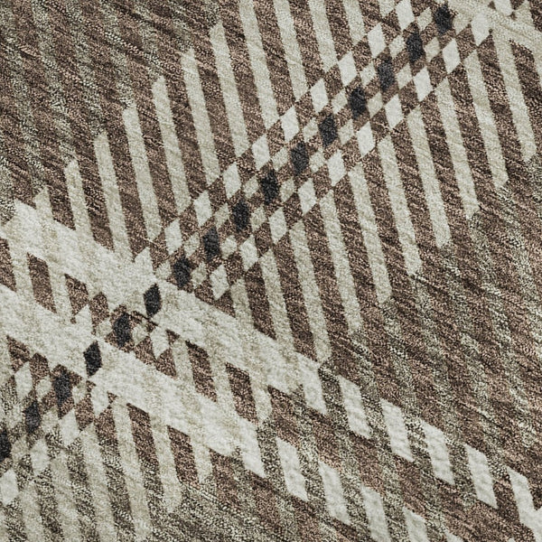 HomeRoots 10' Washable Brown Ivory Taupe Plaid Area Rug - UV Protected, Durable & Stain-Resistant for Homes 674299