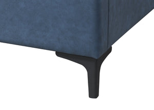 English Elm Upholstered Plush Queen Bed with Padded Headboard and Platform Base, 100% Polyester Luxury Finish Blue 96.5 L x 13.5 W x 9 H B2699S00038