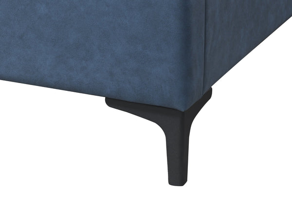 English Elm Upholstered Plush Queen Bed with Padded Headboard and Platform Base, 100% Polyester Luxury Finish Blue 96.5 L x 13.5 W x 9 H B2699S00038