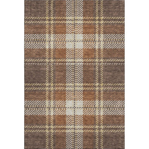 HomeRoots 9' X 12' Classic Chocolate Beige Gold Plaid Area Rug - Stain-Resistant, UV Protected, Easy Care! 674304