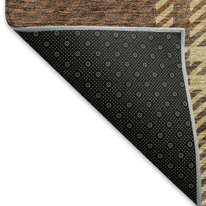 HomeRoots 9' X 12' Classic Chocolate Beige Gold Plaid Area Rug - Stain-Resistant, UV Protected, Easy Care! 674304