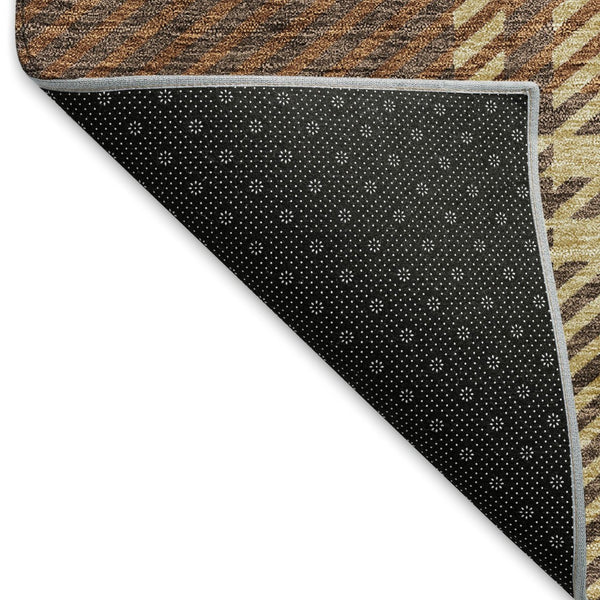 HomeRoots 9' X 12' Classic Chocolate Beige Gold Plaid Area Rug - Stain-Resistant, UV Protected, Easy Care! 674304