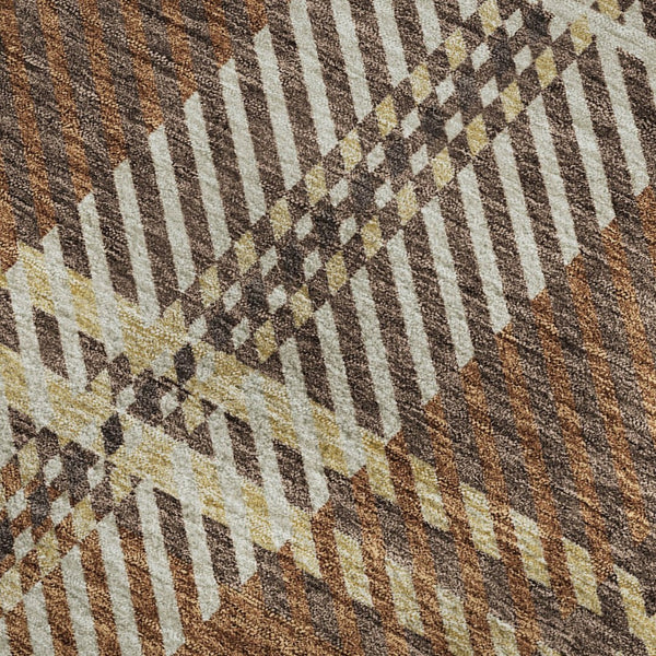 HomeRoots 9' X 12' Classic Chocolate Beige Gold Plaid Area Rug - Stain-Resistant, UV Protected, Easy Care! 674304