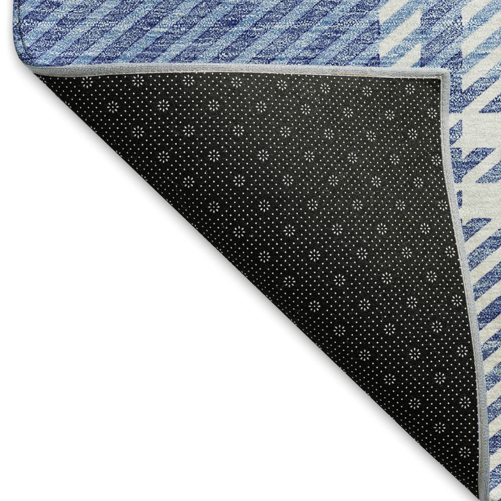 HomeRoots 5' X 8' Denim Blue & Ivory Plaid Washable Area Rug with UV Protection for Stylish, Everyday Living 674307