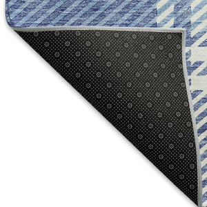 HomeRoots 8' X 10' Denim Blue & Ivory Plaid Area Rug – Durable, Stain-Resistant, UV Protected for Any Room 674309